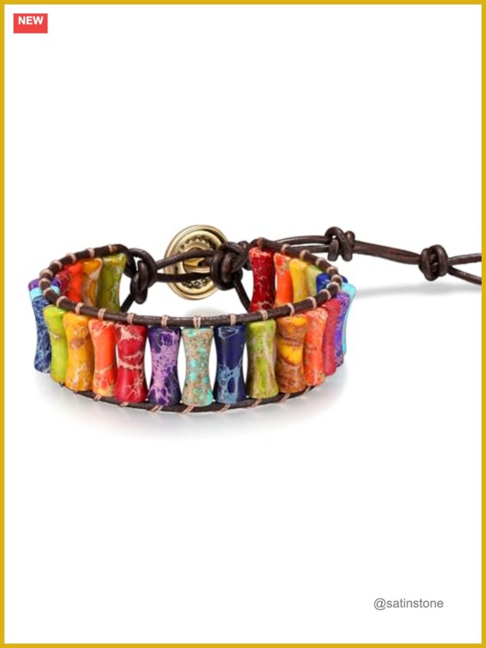 Jasper Stone Chakra Healing Bracelet Adjustable Sliding Knot Boho Jewelry